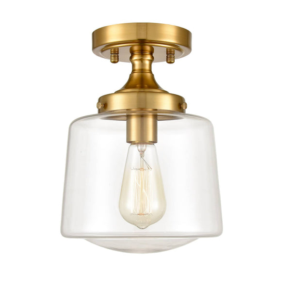 Mid Century Glass Semi Flush Mount Ceiling Light
